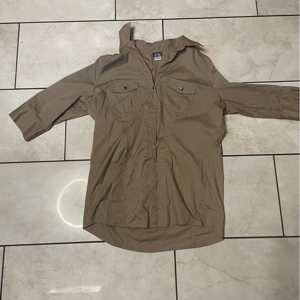 Dots Button-Up Shirt – Size 1X – Cotton-Blend with Spandex